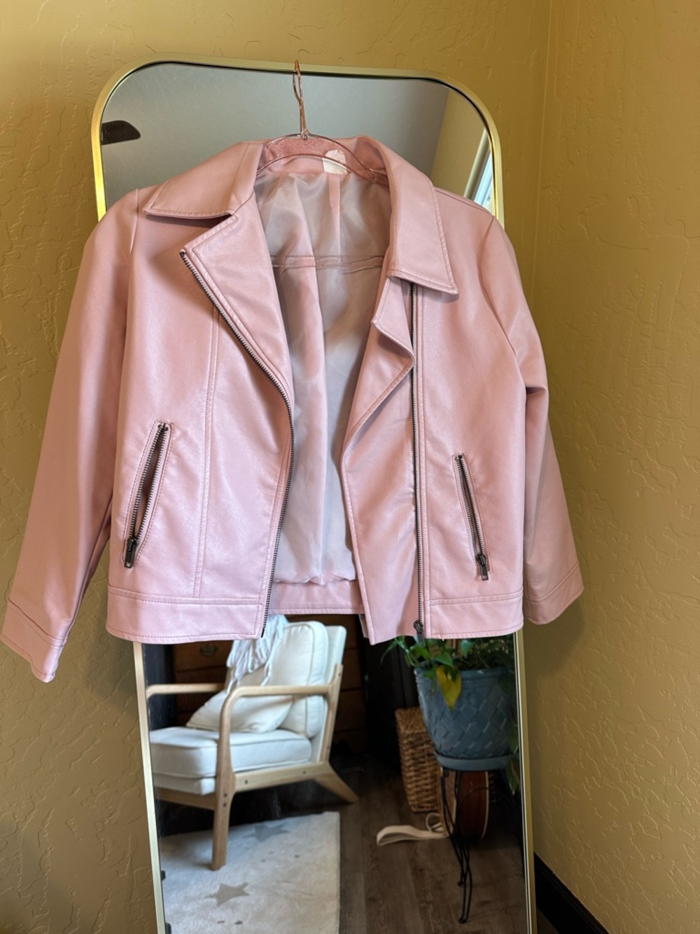 Pink Faux Leather Jacket
